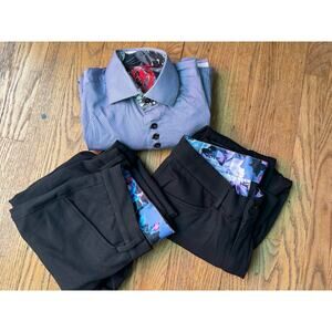 Lot Of 3 Au Noir Sophisticated Men's Casual Black Straight Leg Pants 30*27